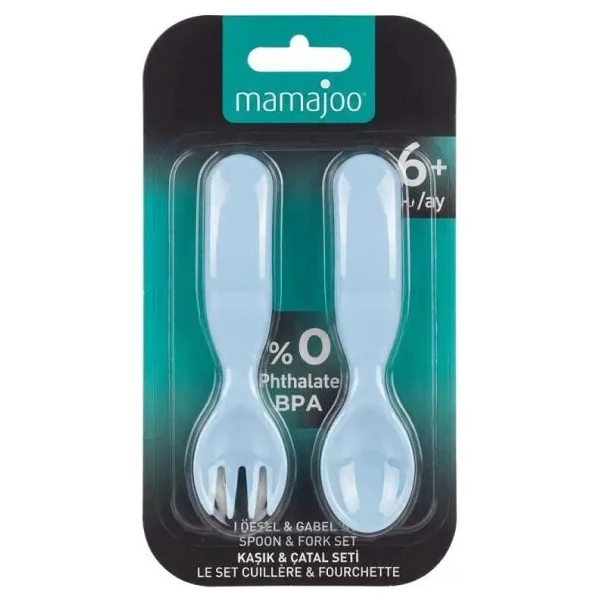 Mamajoo Ergonomik Beslenme Kaşık & Çatal Seti Mavi, 6 Ay+ İkili - Görsel 5