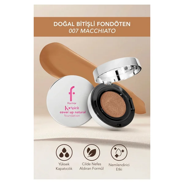 Flormar K-Spirit Cover Up Yüksek Kapatıcı Uzun Süre Kalıcı Doğal Bitişli Cushion Fondöten - 006 Oat - Bej - Görsel 10