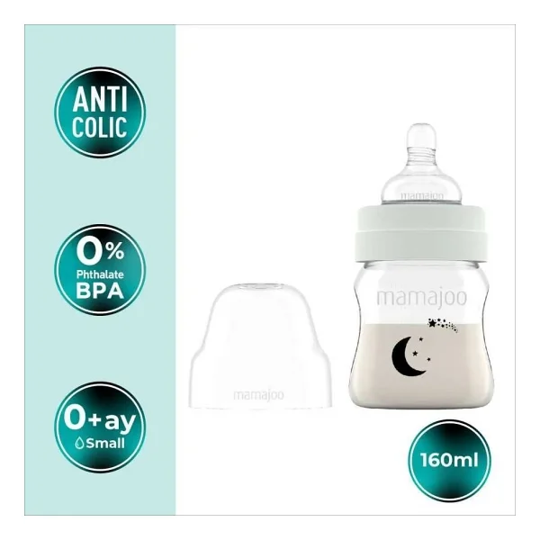 Mamajoo Gece & Gündüz Antikolik Biberon 160 Ml 0 Ay+ Yavaş Akışlı - Beyaz - Görsel 2