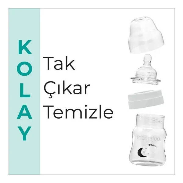 Mamajoo Gece & Gündüz Antikolik Biberon 160 Ml 0 Ay+ Yavaş Akışlı - Beyaz - Görsel 6