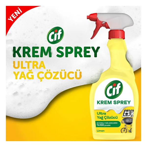 Cif Limonlu Ultra Yağ Çözücü Krem Sprey 750 Ml - Görsel 10