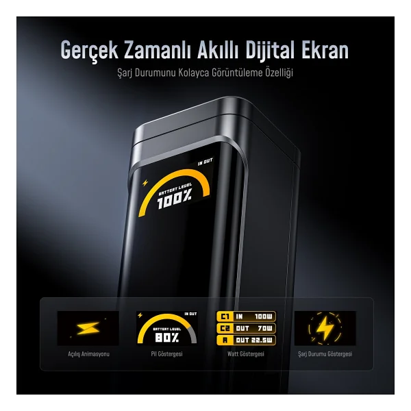 Aohi The Black Warrior 25200 mAh Hızlı Şarj Powerbank - Görsel 5