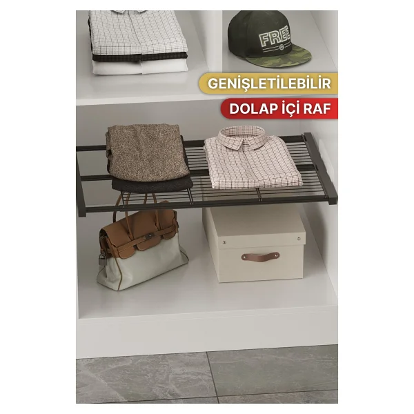 Bino Dolap Içi Organizer Düzenleyici Genişletilebilir Ayarlanabilir Çok Amaçlı Metal Raf Düzenleyici - Görsel 4