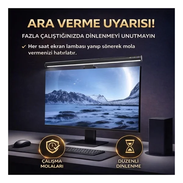 Coofbe Alüminyum 50cm Ayarlanabilir LED Monitör Işığı Lambası İ-Wok Kademeli Parlaklık Ayarlı PC Ekran Işığı - Görsel 4