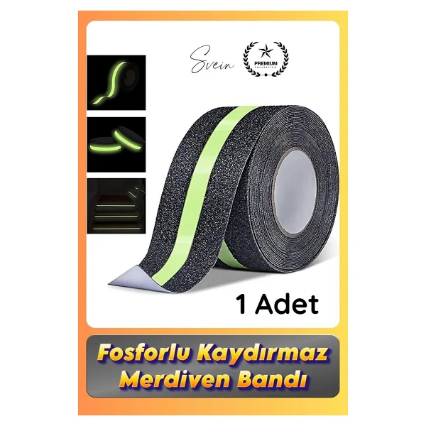 Svein #Bant 1 Adet Fosforlu Kaydırmaz Merdiven Bandı 5 Cm X 3 M Fotolümenli Yeşil Zemin Güvenlik Basamak - Görsel 6