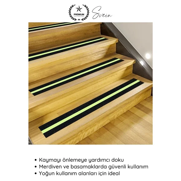 Svein #Bant 1 Adet Fosforlu Kaydırmaz Merdiven Bandı 5 Cm X 3 M Fotolümenli Yeşil Zemin Güvenlik Basamak - Görsel 3