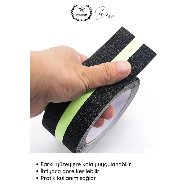 Svein #Bant 1 Adet Fosforlu Kaydırmaz Merdiven Bandı 5 Cm X 3 M Fotolümenli Yeşil Zemin Güvenlik Basamak - Görsel 4