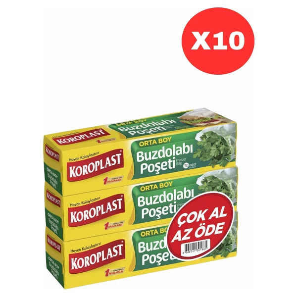 Koroplast Buzdolabı Poşeti Orta Boy 3'lü 30 Lu X10 - Görsel 2