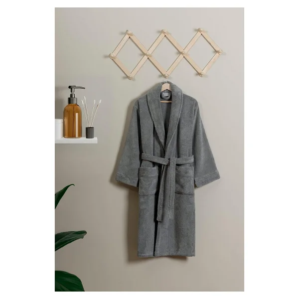 Soley Hermoso %100 Pamuk Ultra Yumuşak Unisex Bornoz - Bej - Görsel 10