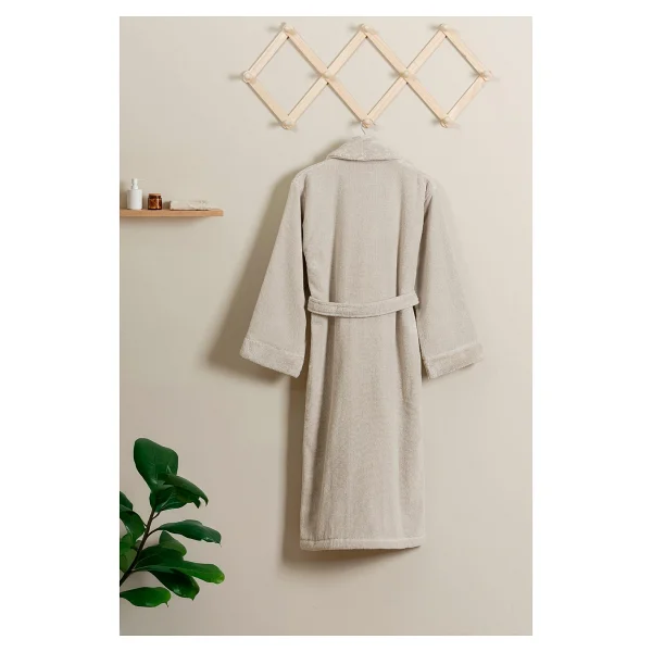 Soley Hermoso %100 Pamuk Ultra Yumuşak Unisex Bornoz - XL - Bej - Görsel 2