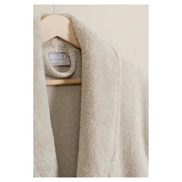 Soley Hermoso %100 Pamuk Ultra Yumuşak Unisex Bornoz - XL - Bej - Görsel 3