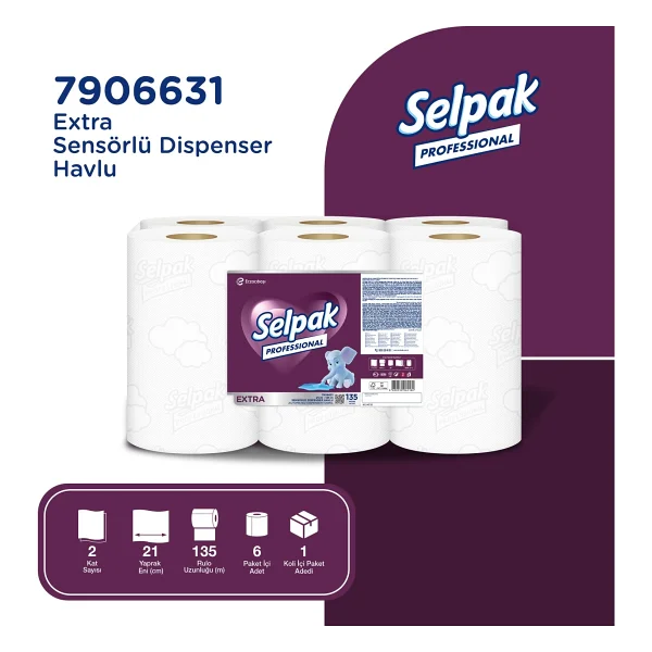 Selpak Professional Extra Sensörlü 21 Cm 135 Mt 6'lı Kağıt Havlu - Görsel 6