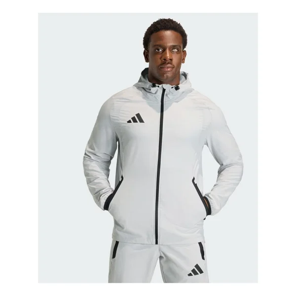 Adidas Tiro Travel KD3336 Kapüşonlu Gri Erkek Rüzgarlık - Görsel 8
