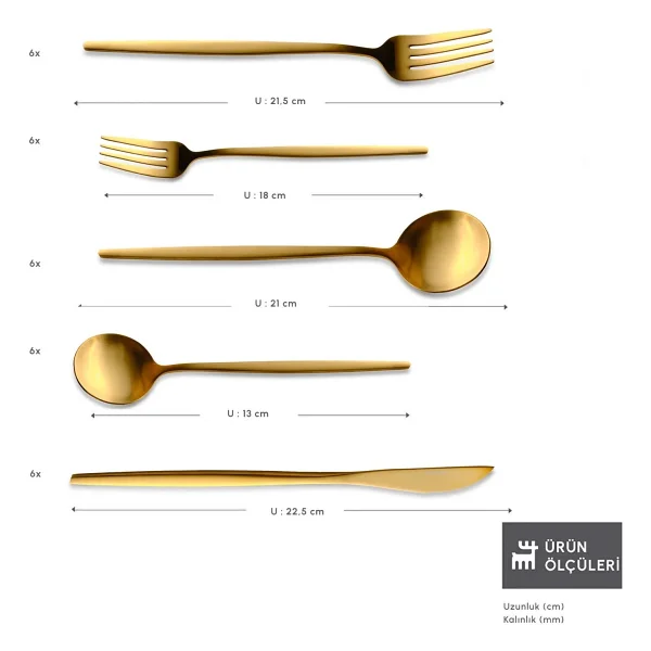 Karaca Orion Matte Gold 30 Parça 6 Kişilik Çatal Kaşık Bıçak Takımı - Görsel 2