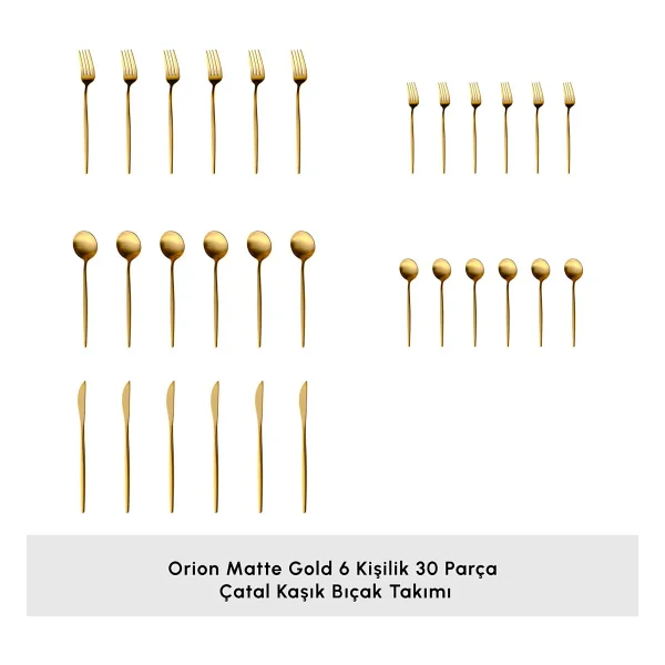 Karaca Orion Matte Gold 30 Parça 6 Kişilik Çatal Kaşık Bıçak Takımı - Görsel 3