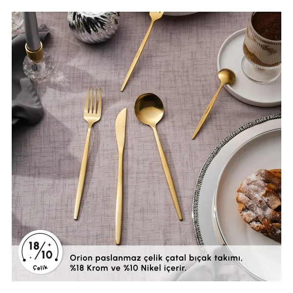Karaca Orion Matte Gold 30 Parça 6 Kişilik Çatal Kaşık Bıçak Takımı - Görsel 4