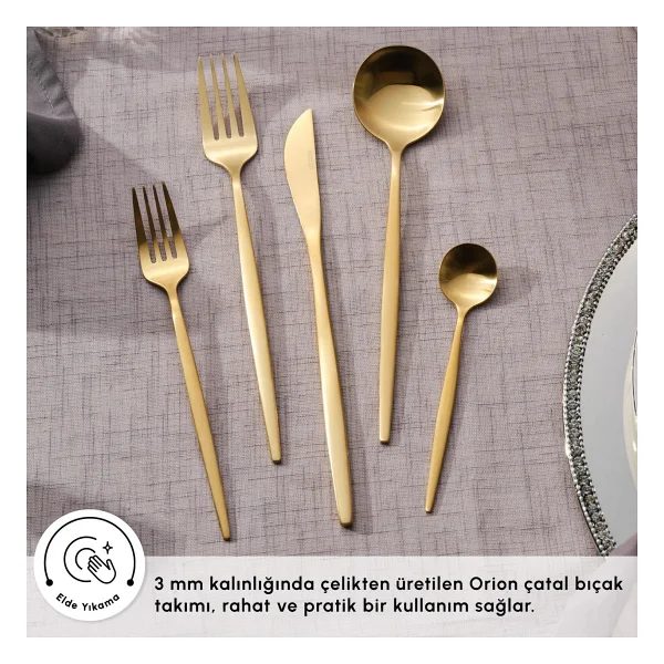 Karaca Orion Matte Gold 30 Parça 6 Kişilik Çatal Kaşık Bıçak Takımı - Görsel 6