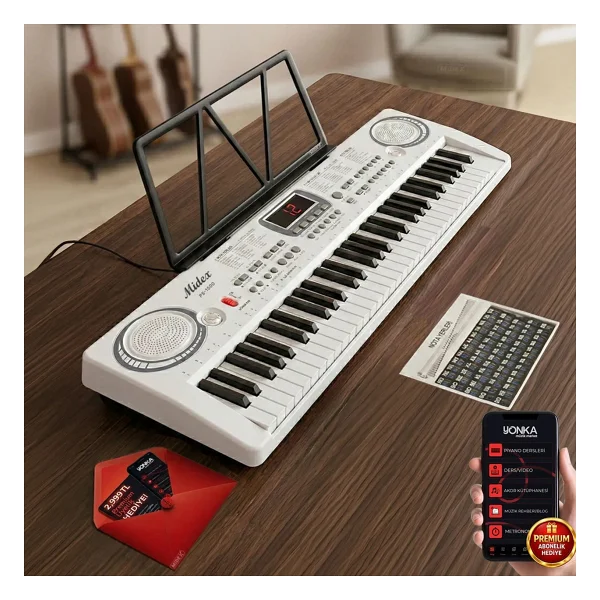 Midex Ps-1500pk Başlangıç İçin 61 Tuşlu Org Pembe Renk Notalık Adaptör Mikrofon (100 Ses 100 Ritim) - Görsel 9