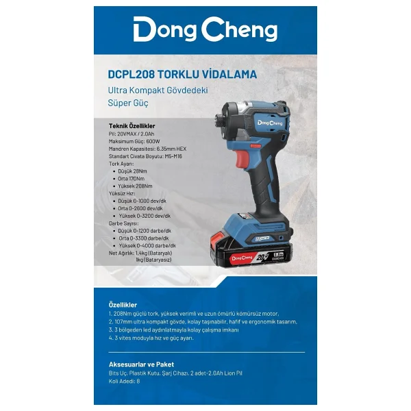 Dongcheng Dcpl208 Akülü Somun Sıkma Makinesi - Görsel 2