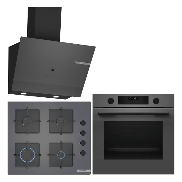 Bosch Hua736en0t Serie 4 Antrasit Buhar Destekli Ankastre Fırın + Pop6c9p31o Antrasit Ankastre Ocak + Dwk67pj70t Serie 6 Davlumbaz 3'lü Set - Gri - Görsel 7