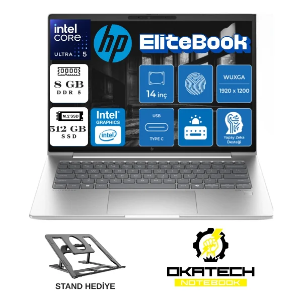 Hp Elitebook 640 G11 Intel Ultra U5-125u AI 32 GB 1 TB SSD FHD Ips 14" W11pro Ad4d0etokatech14 - Görsel 10
