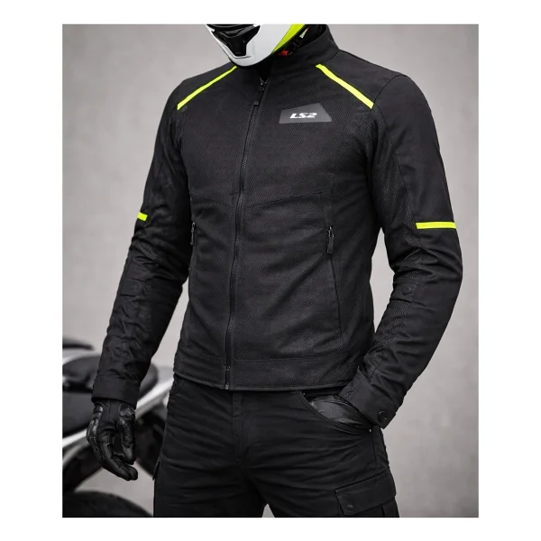 Ls2 Breeze Erkek Siyah-Neon Sarı Yazlık Motosiklet Montu - Görsel 8