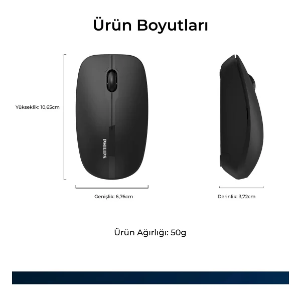 Philips Spk7418 Siyah Sessiz Optik Kablosuz Mouse - Görsel 5