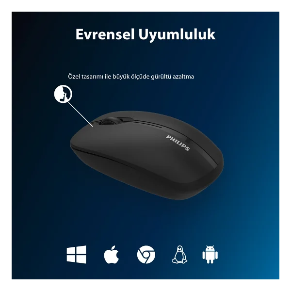 Philips Spk7418 Siyah Sessiz Optik Kablosuz Mouse - Görsel 9