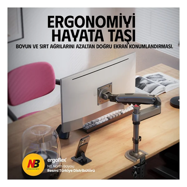 North Bayou H100-Fp Gri Hareketli Laptop Standı - Görsel 7