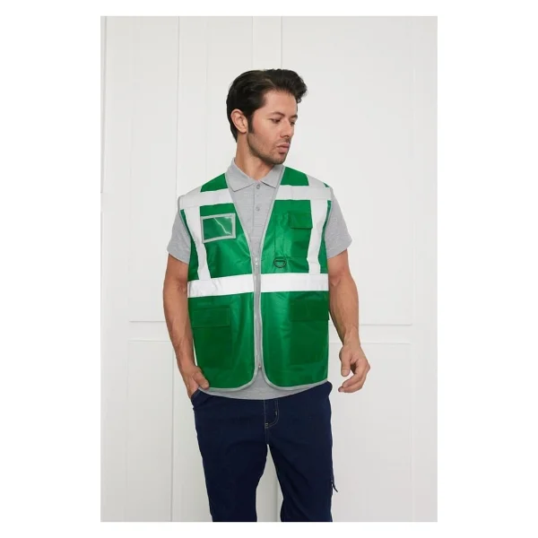 Orange Safety Mühendis Tipi İkaz Yeleği Koyu Yeşil - Görsel 5