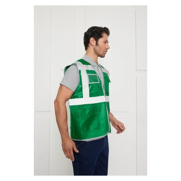 Orange Safety Mühendis Tipi İkaz Yeleği Koyu Yeşil - Görsel 8