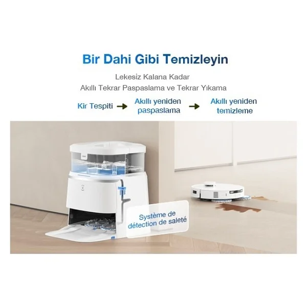 Ecovacs 11.000 Pa Emiş Gücü Kendini Temizleyen Tam Otomatik 3d Ozmo Turbo 2.0 Mini Omnı Istasyonlu Akıllı Robot Süpürge Beyaz - Görsel 2