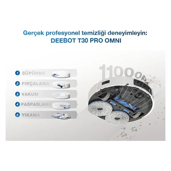 Ecovacs 11.000 Pa Emiş Gücü Kendini Temizleyen Tam Otomatik 3d Ozmo Turbo 2.0 Mini Omnı Istasyonlu Akıllı Robot Süpürge Beyaz - Görsel 6