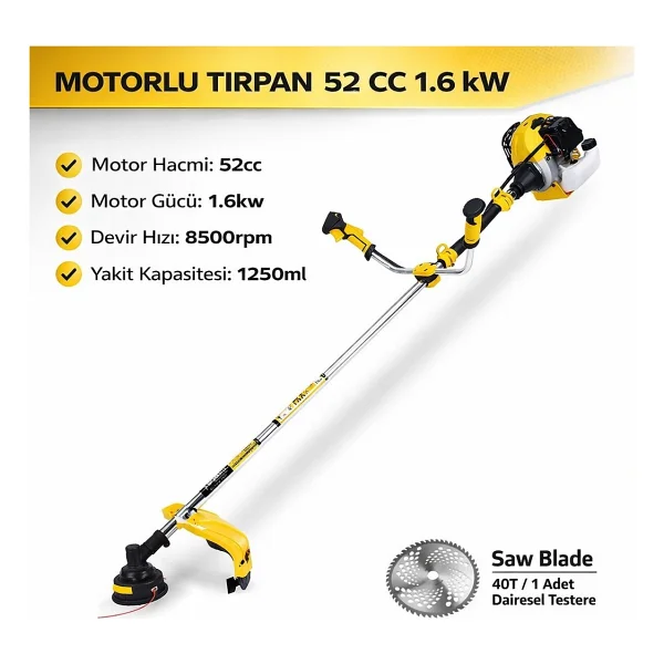 Sgs SGS5362 52 cc 1.6 kW Benzinli Motorlu Sırt Tırpanı - Görsel 3
