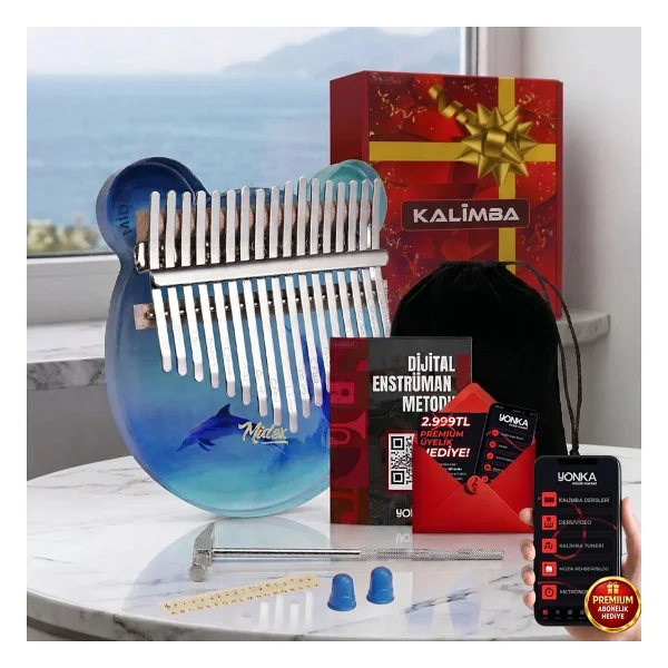 Midex Klx-650-Pak 17 Tuşlu Okyanus Cam Full Set Kalimba - Görsel 6