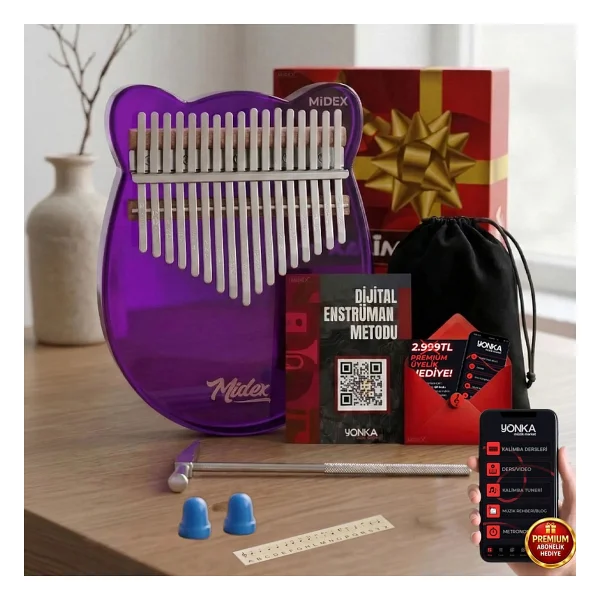 Midex Klx-650-Pak 17 Tuşlu Okyanus Cam Full Set Kalimba - Görsel 10