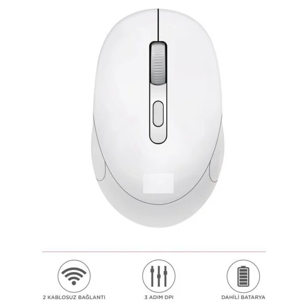 Torima TM-17 Beyaz Şarjlı Sessiz Optik Kablosuz Mouse - Görsel 4