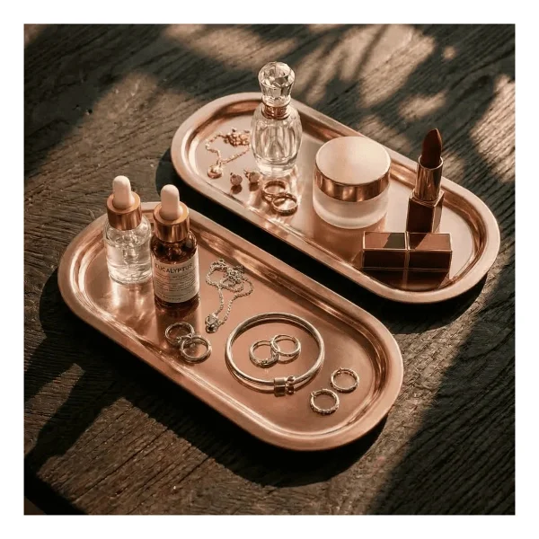 Sarkap Home 16x35 cm 2'li Oval Sunumluk Tepsi - Bronz - Görsel 2