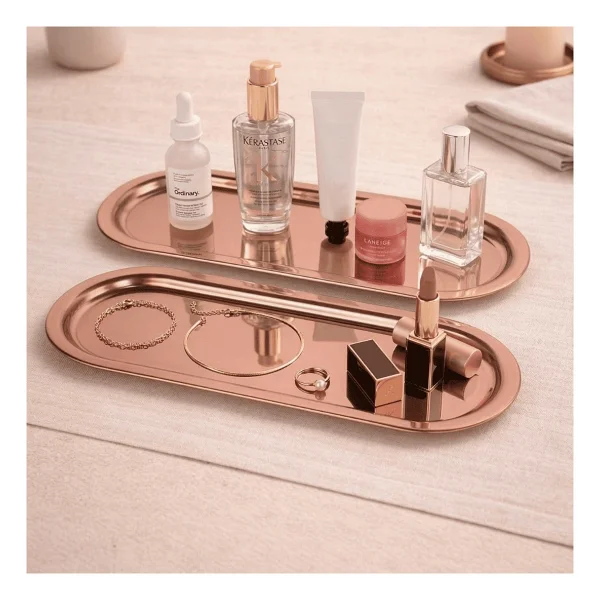 Sarkap Home 16x35 cm 2'li Oval Sunumluk Tepsi - Bronz - Görsel 3