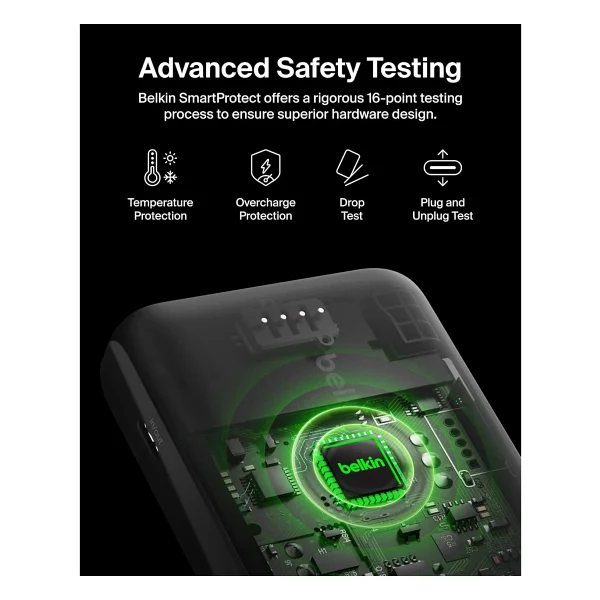 Belkin USB C Taşınabilir Powerbank 20000 mAh, USB Tip C Giriş Çıkış Bağlantı Noktalı 20k Güç Bankası İçin USB C - A Kablosu Dahil 2 USB A Bağlantı Noktası, Siyah - Görsel 3