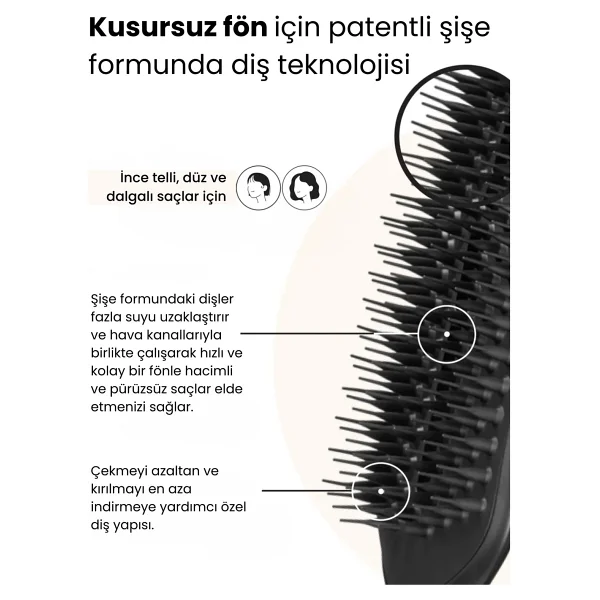 Tangle Teezer The Ultimate Blow Dry Jet Black Tüm Saç Tipleri İçin Saç Şekillendirici Fön Fırçası-Tarak - Görsel 2