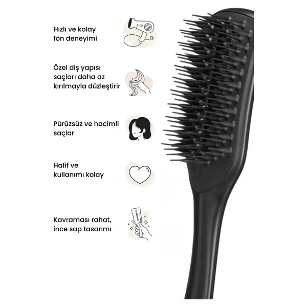 Tangle Teezer The Ultimate Blow Dry Jet Black Tüm Saç Tipleri İçin Saç Şekillendirici Fön Fırçası-Tarak - Görsel 3