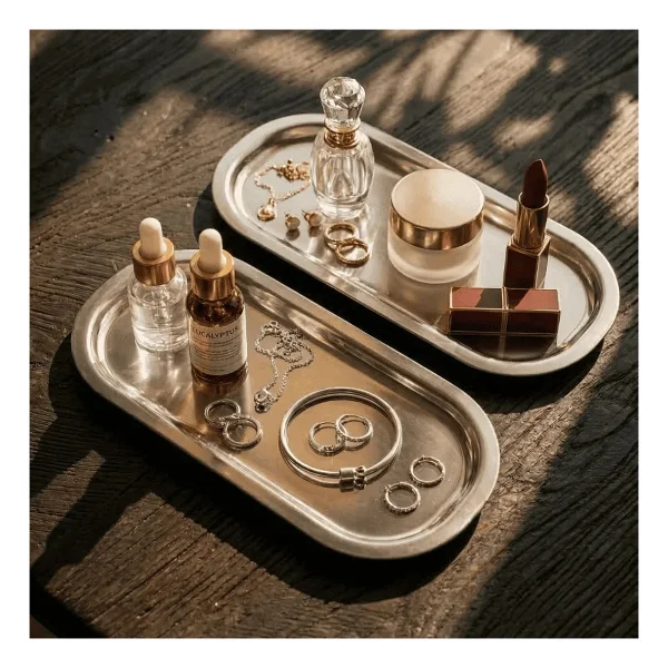 Sarkap Home 16x35 Cm 2'li Oval Sunumluk Tepsi - Silver - Görsel 3