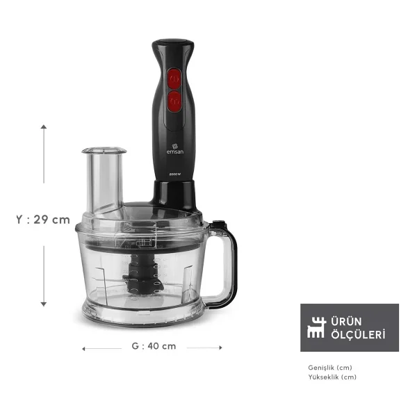Emsan Pro Multimax 6in1 Black 2000 W Mutfak Robotu - Görsel 4