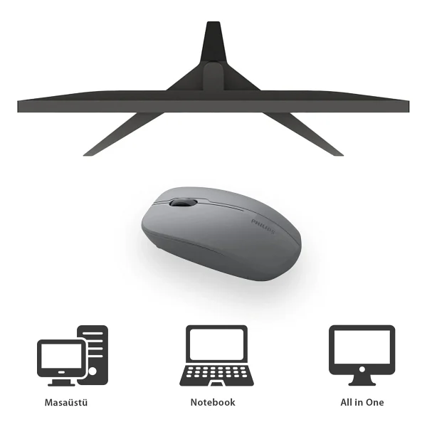 Philips Spk7418 Gri Sessiz Optik Kablosuz Mouse - Görsel 7