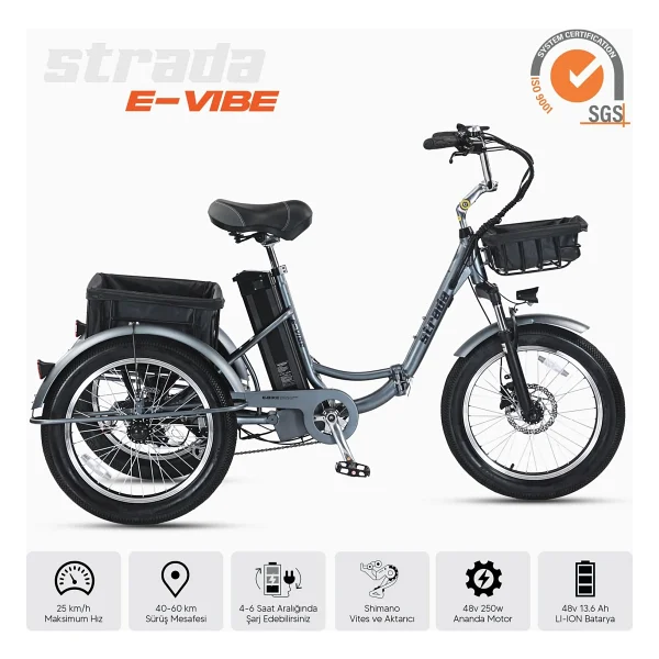 Strada E-Vibe 250 W 3 Tekerlekli Elektrikli Bisiklet - Görsel 9