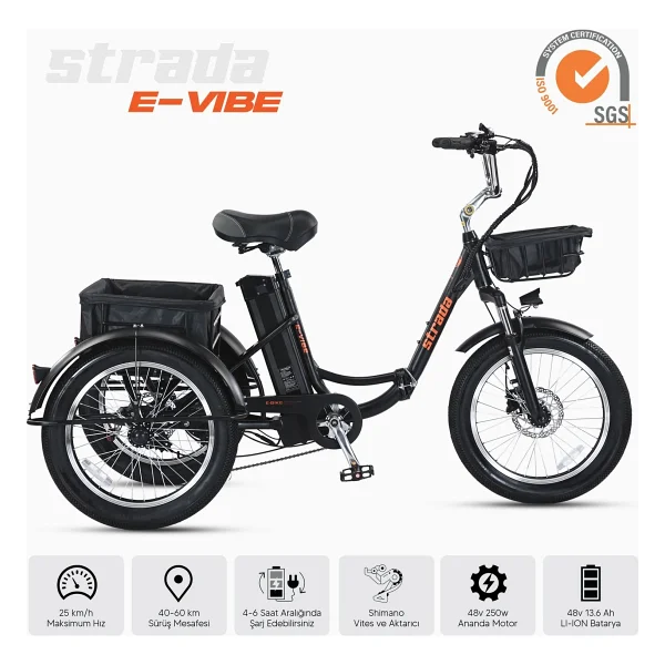 Strada E-Vibe 250 W 3 Tekerlekli Elektrikli Bisiklet - Görsel 10
