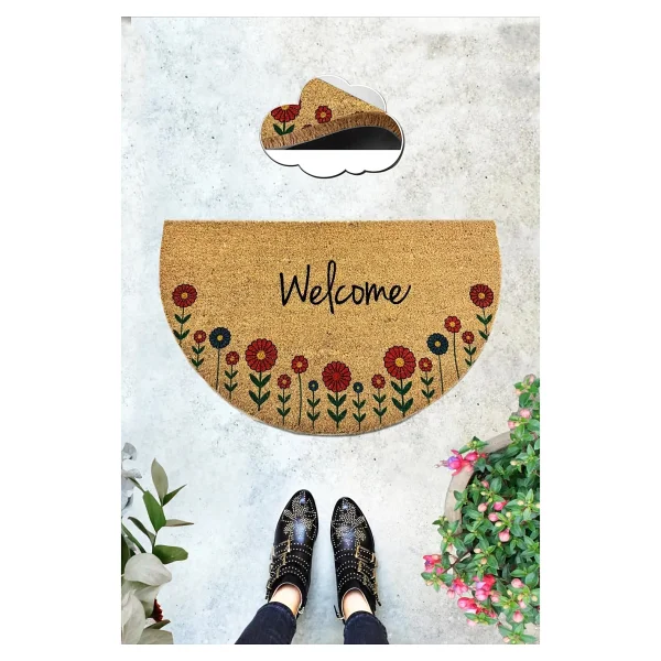 Chilai Home Coco Blattern 45x75 Cm Kapı Önü Paspası, Naturel Koko Kıl Paspas - Çok Renkli - 53 X 75 Cm - Görsel 3