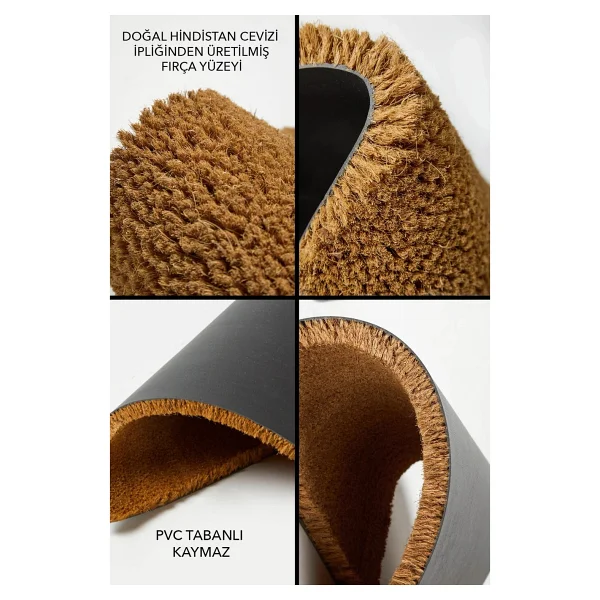 Chilai Home Coco Blattern 45x75 Cm Kapı Önü Paspası, Naturel Koko Kıl Paspas - Çok Renkli - 53 X 75 Cm - Görsel 5