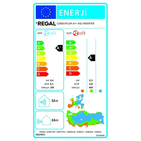 Regal 12000 Btu/H A++ R32 Inverter Duvar Tipi Klima - Görsel 6